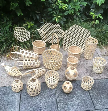 Mini Bamboo Woven Boutique Handmade Small Ornament Pig Cage Bubble Tea Cup Dim Sum Bamboo Basket Decorative Bamboo Reach Small Chicken Cage