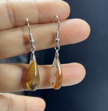 Natural Yunnan Huanglong Jade Grass-Flower Water Drop Earrings - Premium Ice-Translucent Gemstone Jewelry, New Gift Style