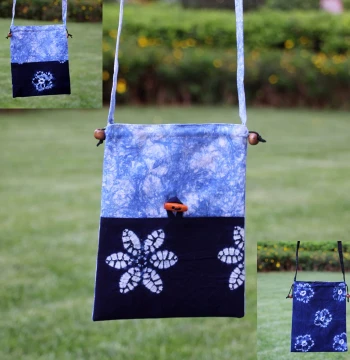 Tie-Dye Crossbody Bag Unique Craft Yunnan Dali Bai Ethnic Handmade Fabric Storage Pouch Drawstring Small Cloth Bag