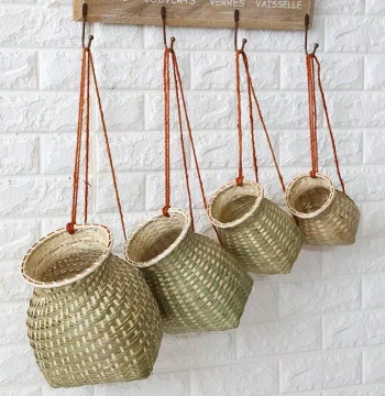 Handmade Bamboo Small Backpack Fish Basket Woven Decorative Mini Basket Performance Prop Farmhouse Tea Picking Basket Peng Rui