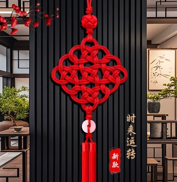 New Arrival Lucky Turnaround Chinese Knot Wall Hanging - Large Living Room Background Decor for Housewarming, Traditional Hand-Woven