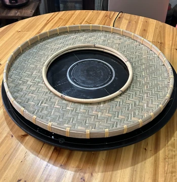 Creative Bamboo Woven Round Hollow Tray for Hot Pot Restaurants: Handmade Bamboo Platter for Sliced Beef and Lamb, Bamboo Basket/Sieve