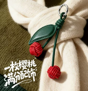 Cute Cartoon Bag Accessory, Handmade Small Cherry Keychain, Bag Charm, Car Ornament, Instagram-Style Decoration