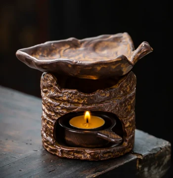 Chinese Retro Style Tea Roasting Furnace – Ceramic Tea Aroma Enhancer with Candle Heating, Incense Awakening Aromatherapy Burner for Tea Ceremony