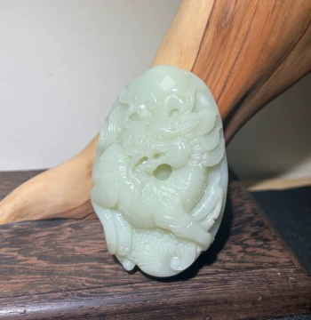 New Arrival Guizhou Luodian Jade - Exquisitely Carved Qilin Tianxia White Jade Hand Piece, Free Shipping (170.5g)