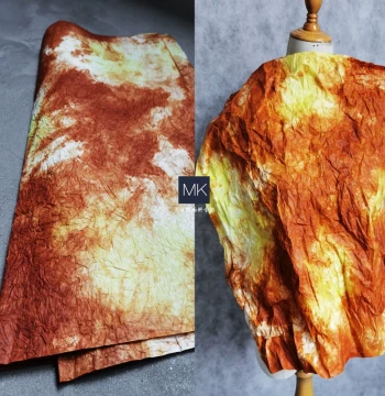Crinkled Fabric Watercolor Tie-Dye Print Seven Colors DIY Clothing Material
