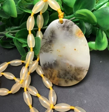 Natural Yellow Dragon Jade Water Grass Flower Necklace Pendant Tag Yunnan Longling Grass Flower Chain Jade Pendant