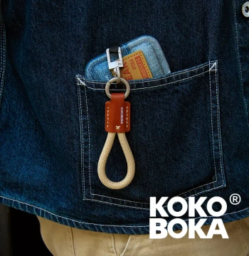 KOKOBOKA Original Design Outdoor Travel Anti-Loss Camping Mountain Style Titanium Natural Color Alloy Hand-Sewn Decorative Phone Lanyard Charm Earphone Charm Car Key Ornament Camera Strap Water Bottle Chain
