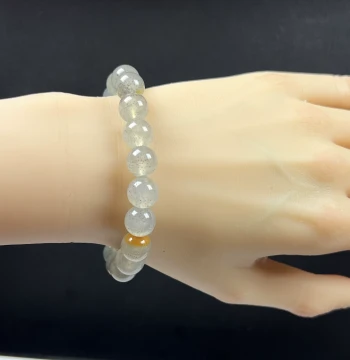 Natural Jade Premium Jewelry Yunnan Huanglong Jade Gold Sand Buddha Beads 10mm Bracelet - Sparkling Women's Beaded Chain