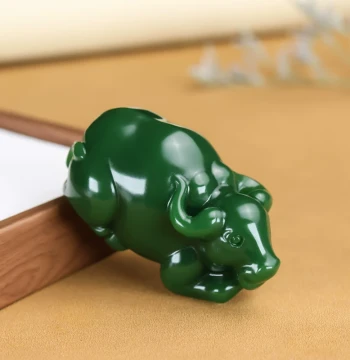 Hetian Jade Ox Hand Piece Xinjiang Jasper Twist of Fortune Jade Ox Hand Play Piece Jade Zodiac Ox Hanging Small Ornament