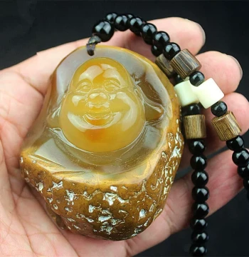 Large Raw Skin Agate Hand Piece - Natural Chalcedony Play Stone for Men, Laughing Buddha Ornament with Certificate