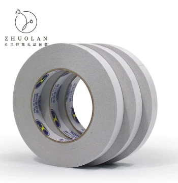 Zhuolan Fresh Flower Packaging Supplies - Double-Sided Floral Tape 1.5cm Width, Small Roll for Edge Wrapping & Green Floral Cloth DIY