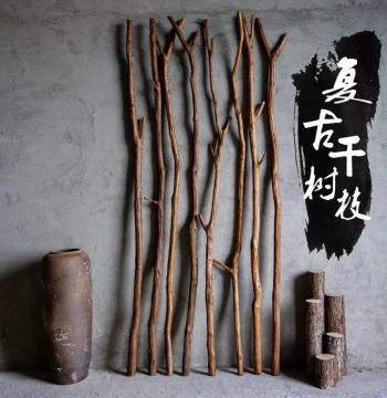 Natural Solid Wood Dead Branches for Ceiling Hanging, Handmade Materials, Clothing Store Garment Rod, Retro Partition Stick Decorative Pendant
