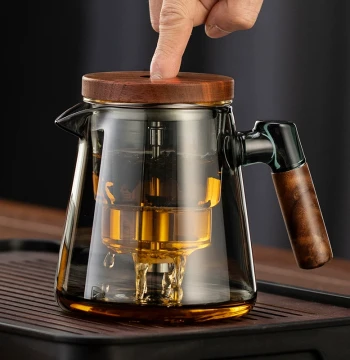 Elegant Cup Tea Pot for Home Use, One-Touch Tea-Water Separation, Press-Type 2026 New Model, All-Glass Inner Liner Teacup