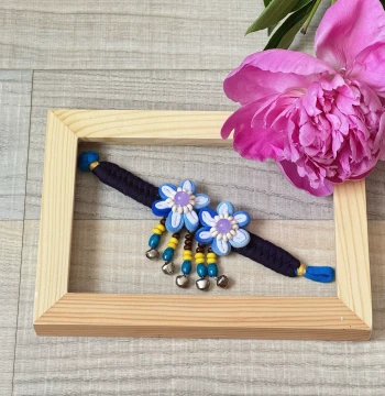 Children's Bracelet Yunnan Dali Lijiang Handmade Tie-Dye Blue Dyed Bracelet Ethnic Style Handmade Fabric Bell Bracelet