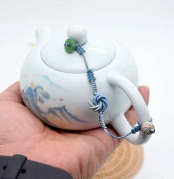 Hand-Woven Teapot Rope Strap, Tea Ceremony Colorful Mandala Knot Decorative Tea Ware Pendant, Anti-Drop Xishi Teapot Lanyard