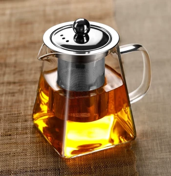 Teapot for Home Use with Filter, Thickened High-Temperature Resistant Glass Flower Tea Pot, Black Tea Brewer, Kung Fu Tea Set