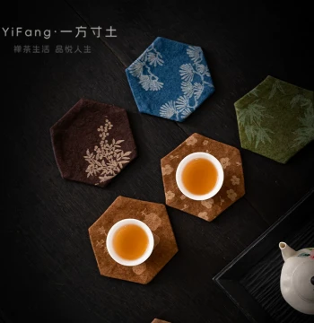 Vintage Tea Coaster - Handmade Tie-Dye Cup Mat and Teapot Pad, New Chinese Zen Style Kung Fu Tea Set Fabric Insulator