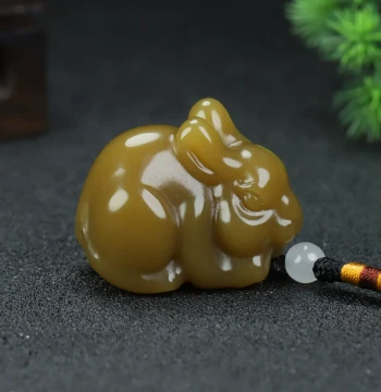 Hetian Jade Zodiac Rabbit Pendant Sugar Jade Promising Future Rabbit Playpiece Xinjiang Jade 3D Jade Rabbit Jade Amulet