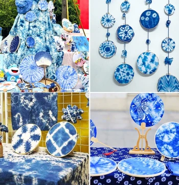 Children's Handmade Tie-Dye Embroidery Hoop Decorative Painting Tool Kit, DIY Bamboo Hoop Set for Indigo Dye Wall Decor
