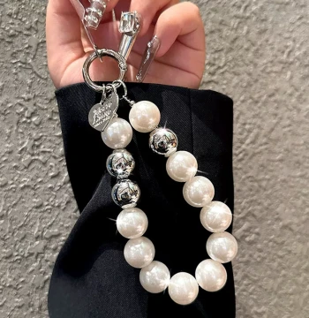Daimang High-End Original Personalized Creative Pearl Handmade Beaded Wrist Handheld Short Chain Phone Strap Chain Phone Case Keychain Decorative Pendant Chain Rope Clip Ornament Wrist Rope for Women