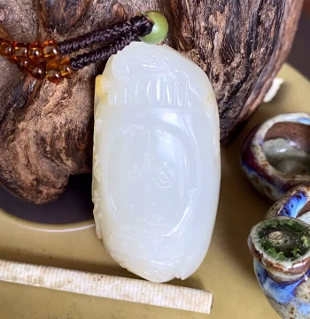 Clearance Sale: Xinjiang Hetian Jade Seed Material Hand Piece, Grade A White Seed Material 'Double Happiness'