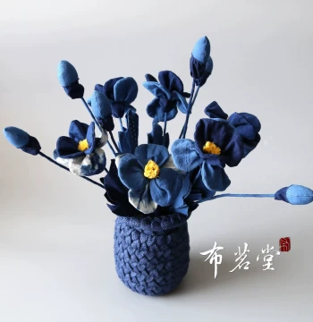 Bumingtang Blue Dyed Kapok Handmade Fabric Flower Home Decor Flower Arrangement Plant Blue Dye