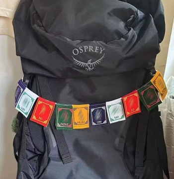 Fully Handmade Nepalese 36cm Bag Hanging Small Prayer Flag Hiking Backpack Mini Decorative Ornament Six-Character Mantra Five-Color Flag