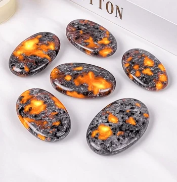 Natural Crystal Raw Stone Flame Stone Hand Piece for Wellness Massage, Yoga, Worry Relief, and Desktop Decor