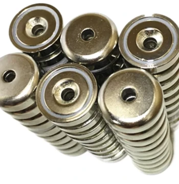 A25 Countersunk Hole Strong Magnet Neodymium Iron Boron Suction Cup Pot Magnet Circular with Hole Ring Magnet Block Anti-Collision Magnetic Suction Lodestone