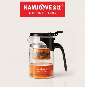 KAMJOVE K-201 Yi Piao Cup - High Borosilicate Heat-Resistant Glass Tea Pot with Separation Function for Home and Office