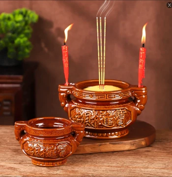 Small Ceramic Incense Burner for Home Worship and Buddha Offerings, Extra-Large Ancestral Hall Censer for Wealth Attraction, Wholesale