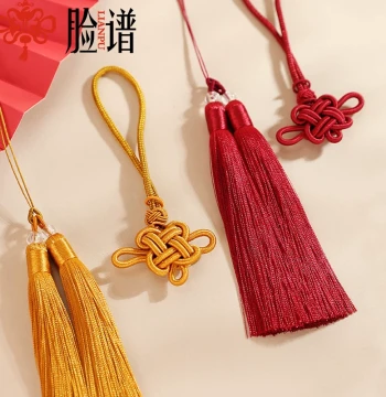 14cm Solid Color Double Tassel Handmade DIY Car Hanging Accessory, Hanfu Decoration, Fan Gift Box Tassel