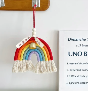 Instagram-Style Rainbow Bell Wall Hanging - Handmade Woven Decoration for Home, Bedroom Background - Symbolizing Success in Everything