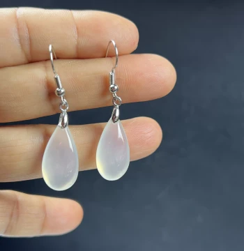 Natural Jade Yunnan Yellow Dragon Jade White Ice Teardrop Ear Hook Earrings, Premium Jewelry Ice-Grade Ear Decorations, New Gift Item