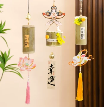 Dragon Festival Bamboo Wind Chime Outdoor Chinese Style Ancient Bamboo Tube Bell DIY Creative Handmade Decoration