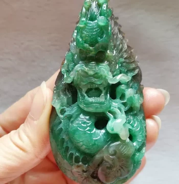 Collectible Natural Dushan Jade Zodiac Dragon Hand Piece - Sky Blue Dushan Stone Plaything for Business Prosperity with Certificate