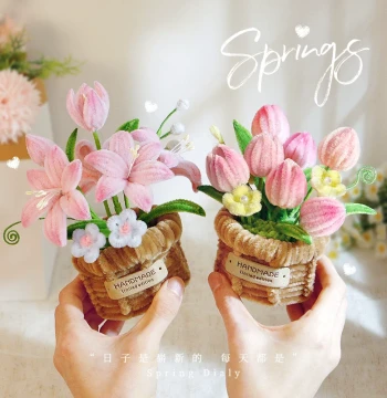 Pipe Cleaner Craft DIY Material Kit Tulip Rose Group Buy Event Creative Gift for Best Friends