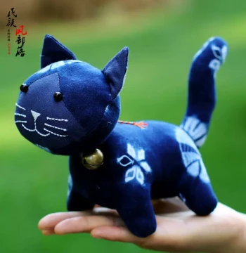 Original Handmade Tie-Dye Hajimi Cat, Traditional Tie-Dye Craft Plush Doll, Ethnic Style Souvenir Gift