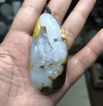 Natural Hetian Jade Seed Material Blue-and-White Seed Material Twelve Zodiac Signs Monkey Spirit Monkey Offering Longevity Pendant Men's Hanging Ornament Hand Piece