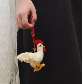 Wool Felt Rooster Car Charm, Large