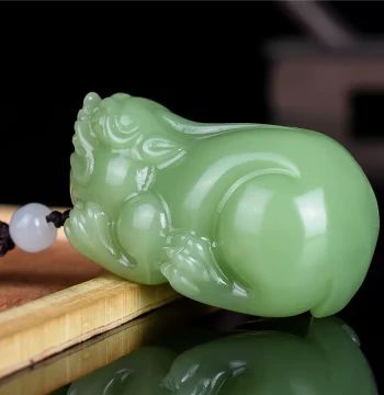 Xinjiang Hetian Jade Pixiu Hand Piece, Natural Jade Wealth-Attracting Pixiu Ornament, Green-White Jade Mutton Fat Seed Material Hand Play Item