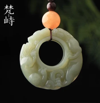 Fanzhi Hetian Jade Seed Material Pixiu Thumb Ring Hand Piece, Green Jade Xinjiang Material with Certificate