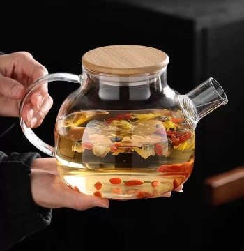 Glass Teapot for Brewing Tea – Also Works as Cold Water Pitcher, Stovetop Kettle, or Electric Ceramic Heater Pot for Fruit and Flower Teas