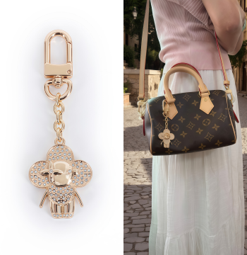 Bag Chain with Starry Sky Vivienne Charm and Four-Leaf Clover Pendant