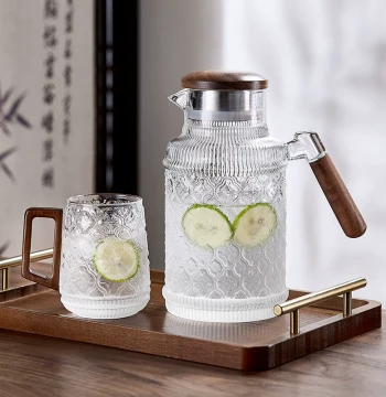 Glass Cold Water Pitcher Set for Home, High-Temperature Resistant Carafe with Cups, Large Capacity Infuser for Fruit Tea and Brewing