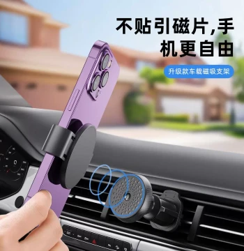 Car Magnetic Mount Bracket with Magnetic Sheets and Phone Clips - Adhesive-Free Magnetic Back Film for In-Car Navigation Fixing and Back Clip