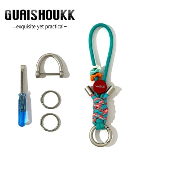 Car Keychain Pendant Dopamine Paracord Woven Car Key Chain Ornament, Handmade Braided Rope Doll Decorative Lanyard