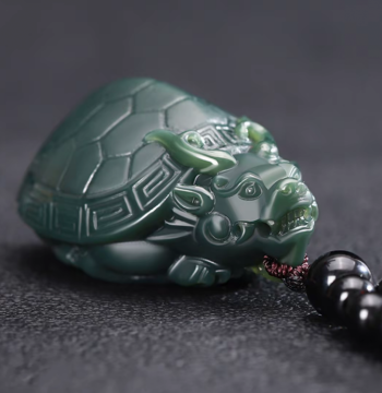 Hetian Jade Dragon Turtle Pendant Taqing Jade Fine Material Auspicious Beast Charm Men and Women Hand Piece Play Jade Jade Pendant Free Shipping