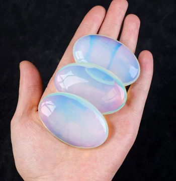 Natural Crystal Opal Hot Compress Stone Handle Piece, Wellness Massage Stone, Yoga Stone, Worry-Relief Decor